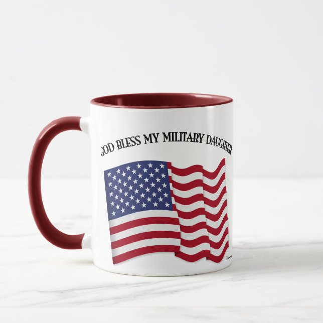 GOD BLESS MEINE MILITÄRISCHE TOCHTER MIT US-Flagge Tasse (Links)