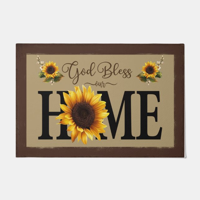 God Bless Our Home Sunflowers Mat, Lovely Fußmatte (Vorderseite)