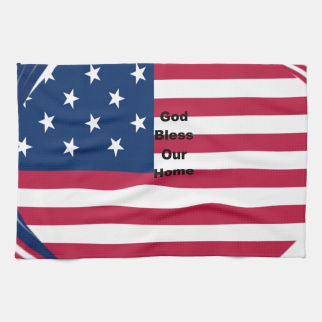 God Bless Our Zuhause: USA Flag Swirl Art Handtuch (Horizontal)