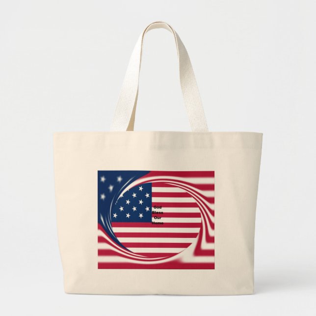 God Bless Our Zuhause: USA Flag Swirl Art Jumbo Stoffbeutel (Vorne)