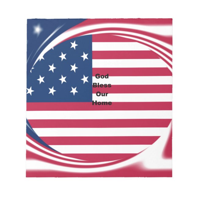God Bless Our Zuhause: USA Flag Swirl Art Notizblock (Vorderseite)