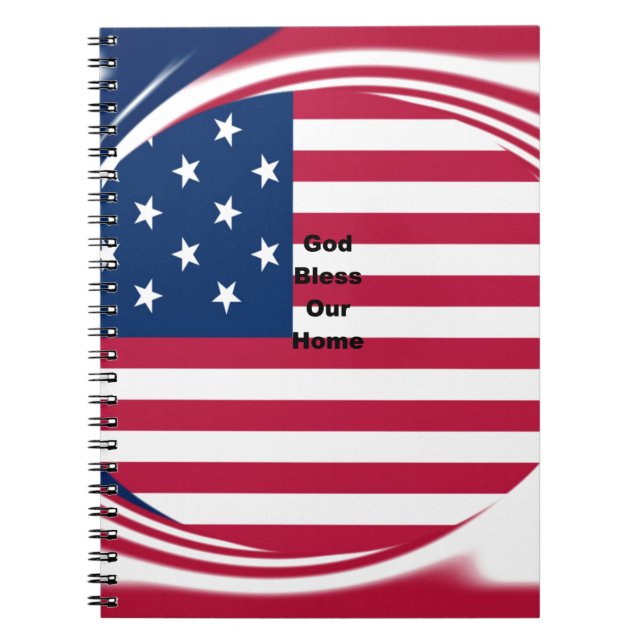 God Bless Our Zuhause: USA Flag Swirl Art Notizblock (Vorderseite)