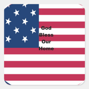 God Bless Our Zuhause: USA Flag Swirl Art Quadratischer Aufkleber