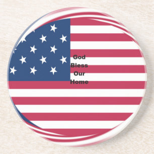 God Bless Our Zuhause: USA Flag Swirl Art Untersetzer