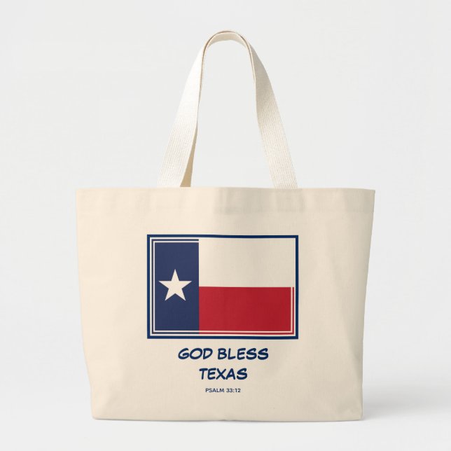 GOD BLESS TEXAS Patriotic Texan Flag Jumbo Stoffbeutel (Vorne)