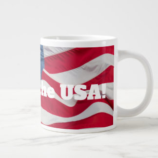 God Bless the USA Coffee Mug w/waving flag Jumbo-Tasse