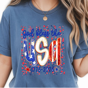 God-Bless-The-USA- Ditsy Floral 4. Juli T-Shirt