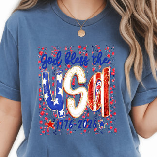 God-Bless-The-USA- Ditsy Floral 4. Juli  T-Shirt