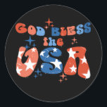 God Bless The USA Patriotic America Flag 4th Of Runder Aufkleber<br><div class="desc">God Bless The USA Patriotic America Flag 4th Of July Gift. Perfect gift for your dad,  mom,  papa,  men,  women,  friend and family members on Thanksgiving Day,  Christmas Day,  Mothers Day,  Fathers Day,  4th of July,  1776 Independent day,  Veterans Day,  Halloween Day,  Patrick's Day</div>