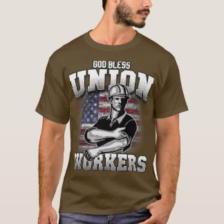 God Bless Union Workers tee USA flag