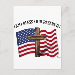 GOD BLESS UNSERE RESERVEN mit robustem Kreuz und U Postkarte