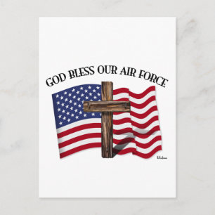 GOD BLESS UNUR AIR FORCE mit robustem Kreuz, US-Fl Postkarte