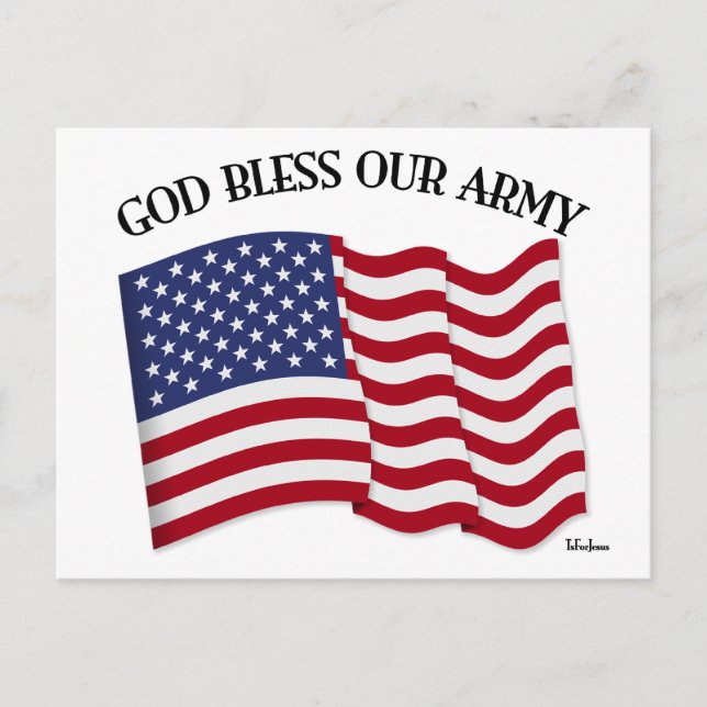 GOD BLESS UNUR ARMY mit US-Flagge Postkarte (Vorderseite)