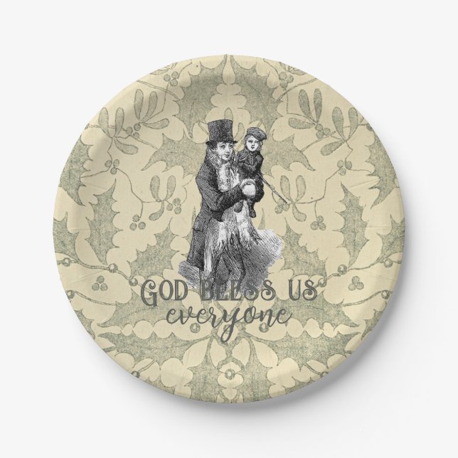 God bless us everyone Dickens Christmas Carol Pappteller (Vorderseite)
