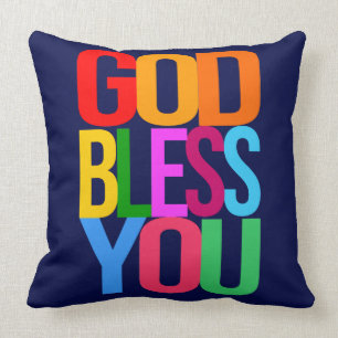 GOD BLESS YOU, FAITH, HOFFE, LIEBE Positiv bunt Kissen