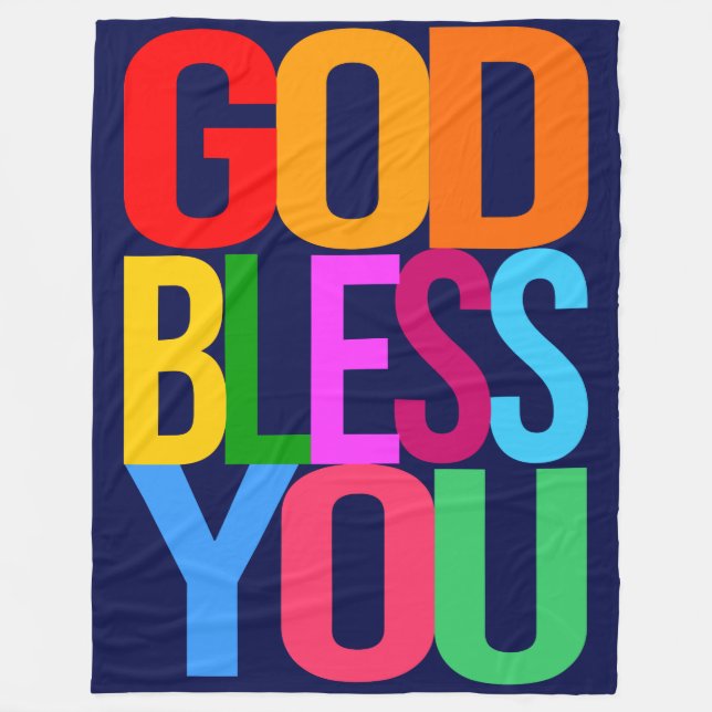GOD BLESS YOU Positive bunt Fleecedecke (Vorderseite)