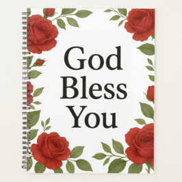 God Bless You Religious Rose Floral Cards Planer