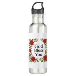 God Bless You Religious Rose Floral Edelstahlflasche