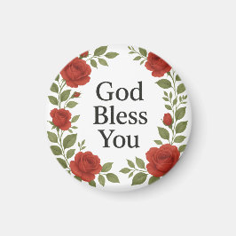 God Bless You Religious Rose Floral Magnet