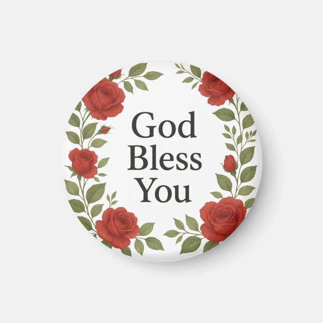 God Bless You Religious Rose Floral Magnet (Vorne)