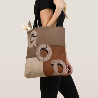 "GOD" bold statement Beige & Brown Shoulder Tote