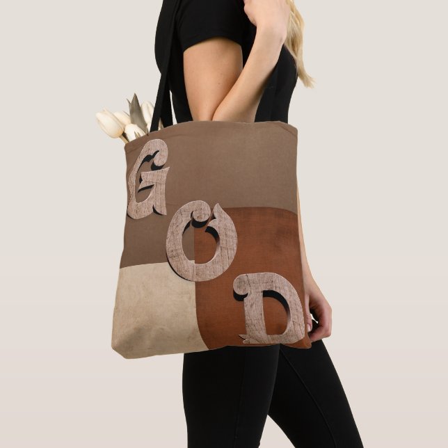 "GOD" bold statement Beige & Brown Shoulder Tote (Von Nahem)