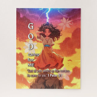 God Cares for Me - Christian Vintage Retro Anime Puzzle