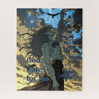 God Cares for Me - Christian Vintage Retro Anime Puzzle