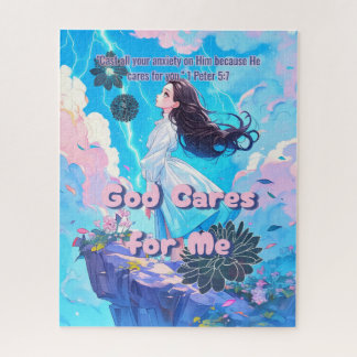 God Cares for Me - Christian Vintage Retro Anime Puzzle
