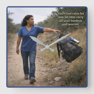 God cares for you quadratische wanduhr