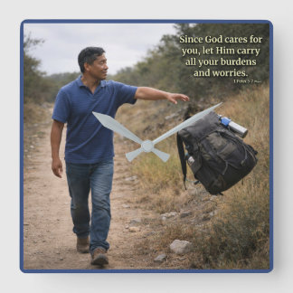 God cares for you quadratische wanduhr