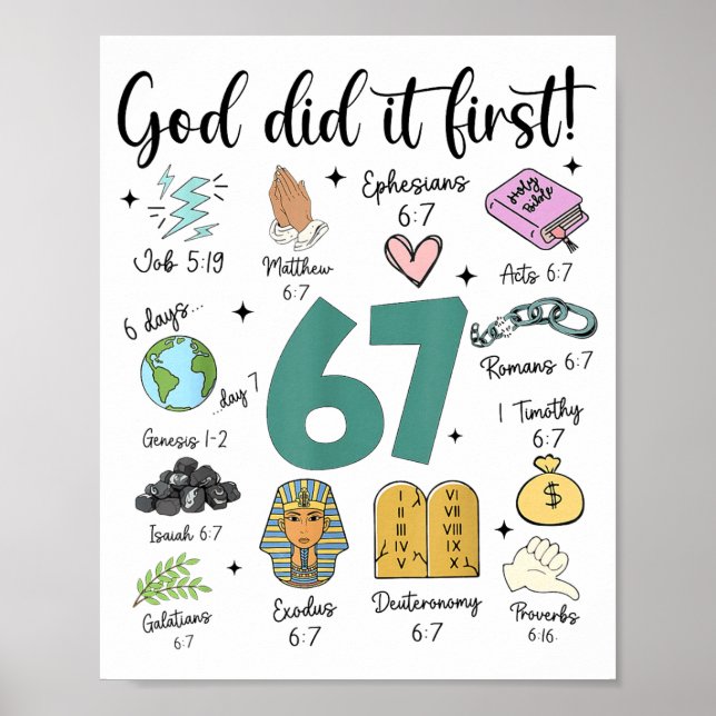 God Did It First 67 Meme Retro Christian Funny Fai Poster (Vorne)
