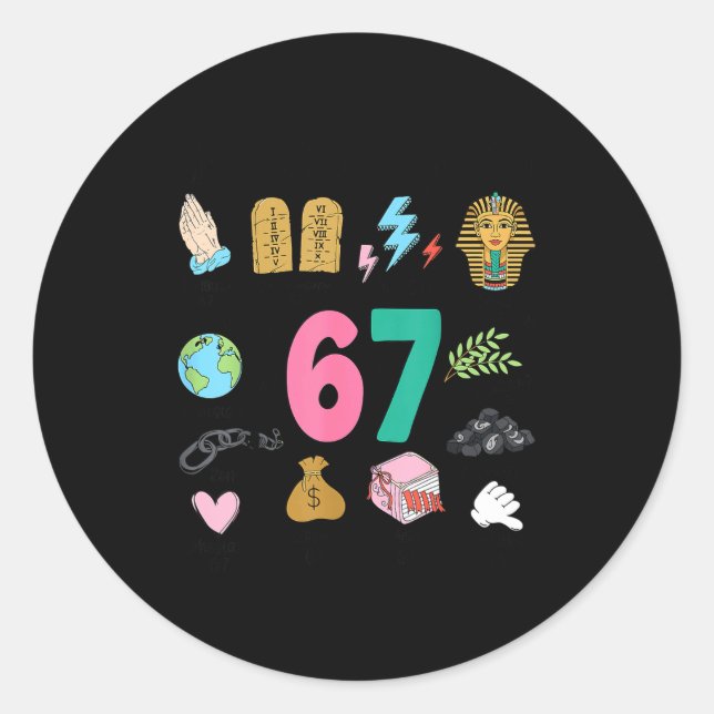 God Did It First Christian 6 7 Meme Six Seven Bibl Runder Aufkleber (Vorderseite)