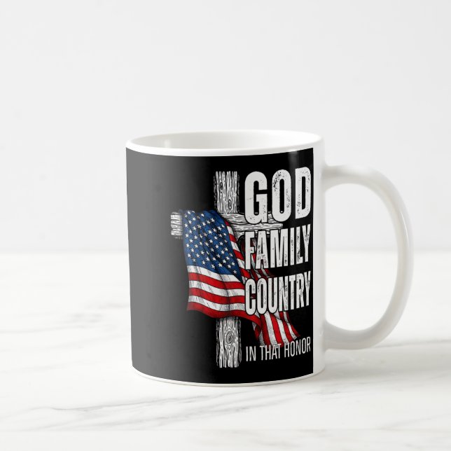God Family Country American Flag Christian Patriot Kaffeetasse (Rechts)