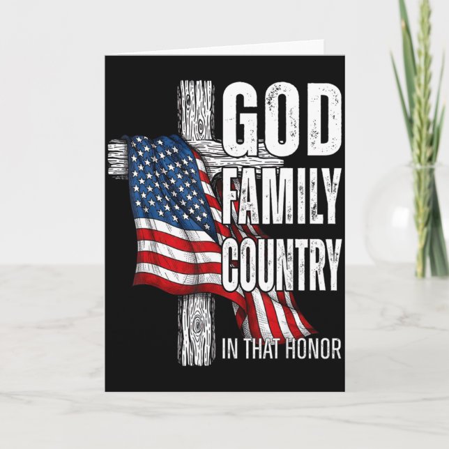 God Family Country American Flag Christian Patriot Karte (Vorderseite)