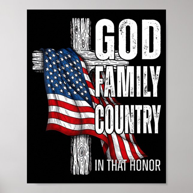God Family Country American Flag Christian Patriot Poster (Vorne)