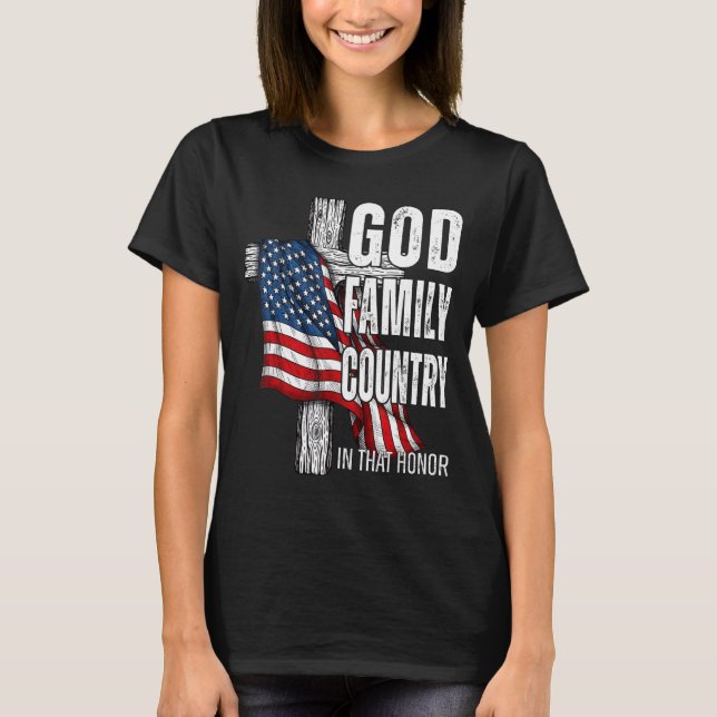 God Family Country American Flag Christian Patriot T-Shirt (Vorderseite)