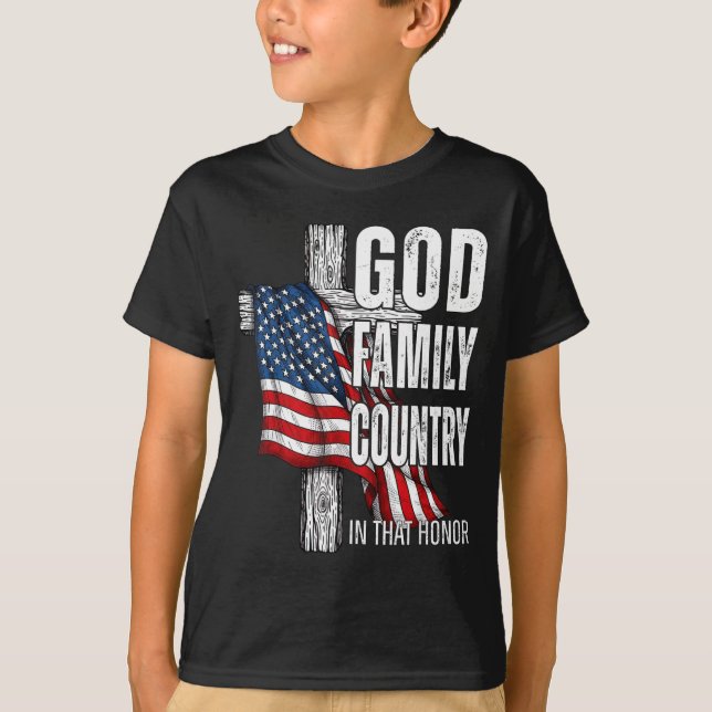 God Family Country American Flag Christian Patriot T-Shirt (Vorderseite)