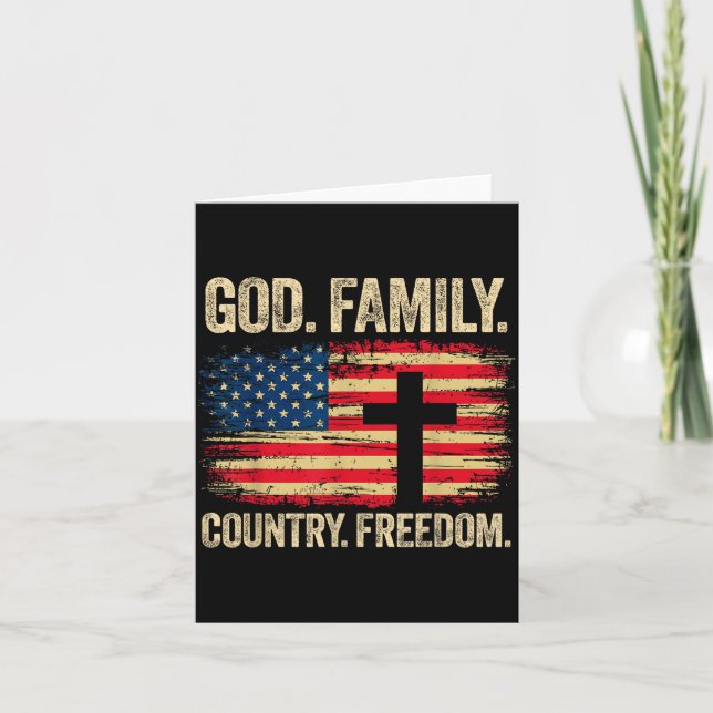 God Family Country Dom Usa Flag Cross  Karte (Vorderseite)