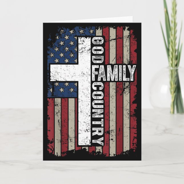God Family Country Patriotic Christian Vintage Usa Karte (Vorderseite)