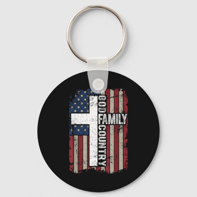 God Family Country Patriotic Christian Vintage Usa Schlüsselanhänger (Vorderseite)