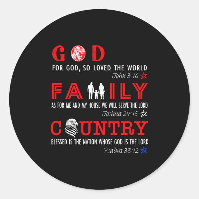 God Family Country  Runder Aufkleber (Vorderseite)