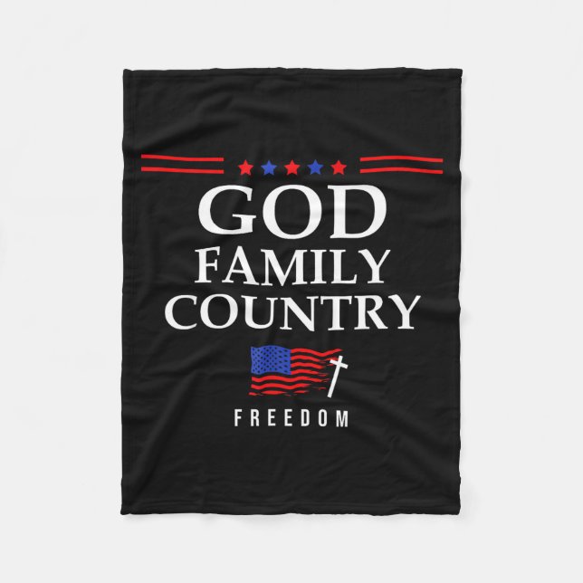 God Family Country Us Flag Christian Saying Dom Je Fleecedecke (Vorderseite)