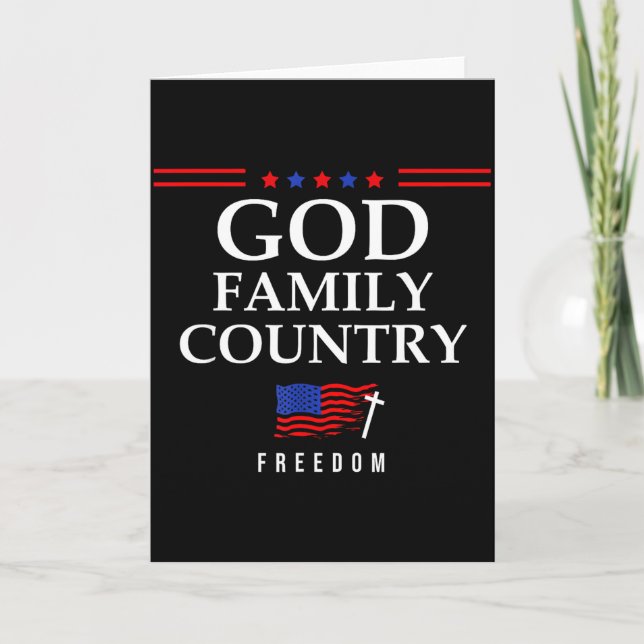 God Family Country Us Flag Christian Saying Dom Je Karte (Vorderseite)