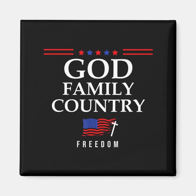 God Family Country Us Flag Christian Saying Dom Je Magnet (Vorne)