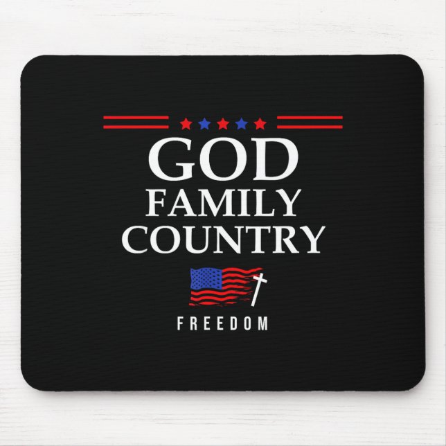 God Family Country Us Flag Christian Saying Dom Je Mousepad (Vorne)
