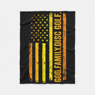 God Family Disc Golf Us American Flag Father's Day Fleecedecke