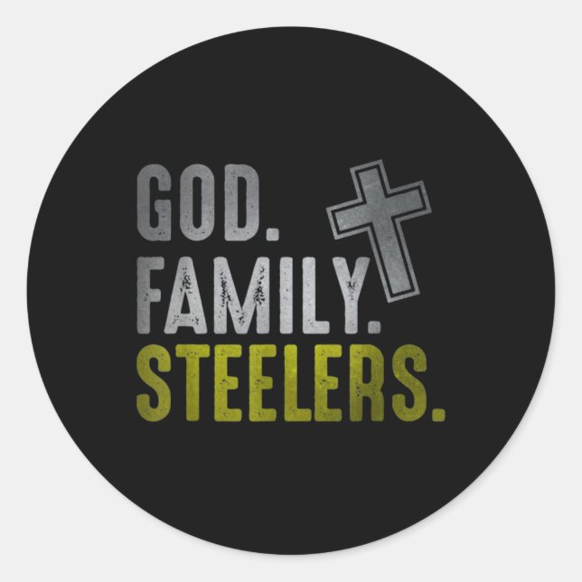 God Family Steeler Runder Aufkleber (Vorderseite)