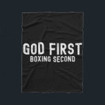 God First Boxing Second - Funny Boxing Lover  Fleecedecke<br><div class="desc">God First Boxing Second - Funny Boxing Lover</div>