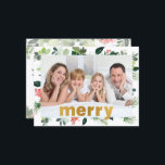 God Foil Merry Festive Greenerity Personalisiertes Feiertagspostkarte<br><div class="desc">God Foil Frory Festive Greenery Personalisiert Foto Holiday Postcard.</div>